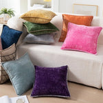 taies d'oreiller velours côtelé couleurs unies chic bordures décoratives polyester dimensions 30x50cm 45x45cm