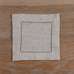 serviettes cocktail blanc classique bordure brodée réutilisables table restaurant 15x15cm pack 6pcs