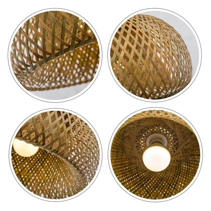 suspension lumineuse bambou tissé naturel moderne rustique 36cm 26cm 30cm echangible e27