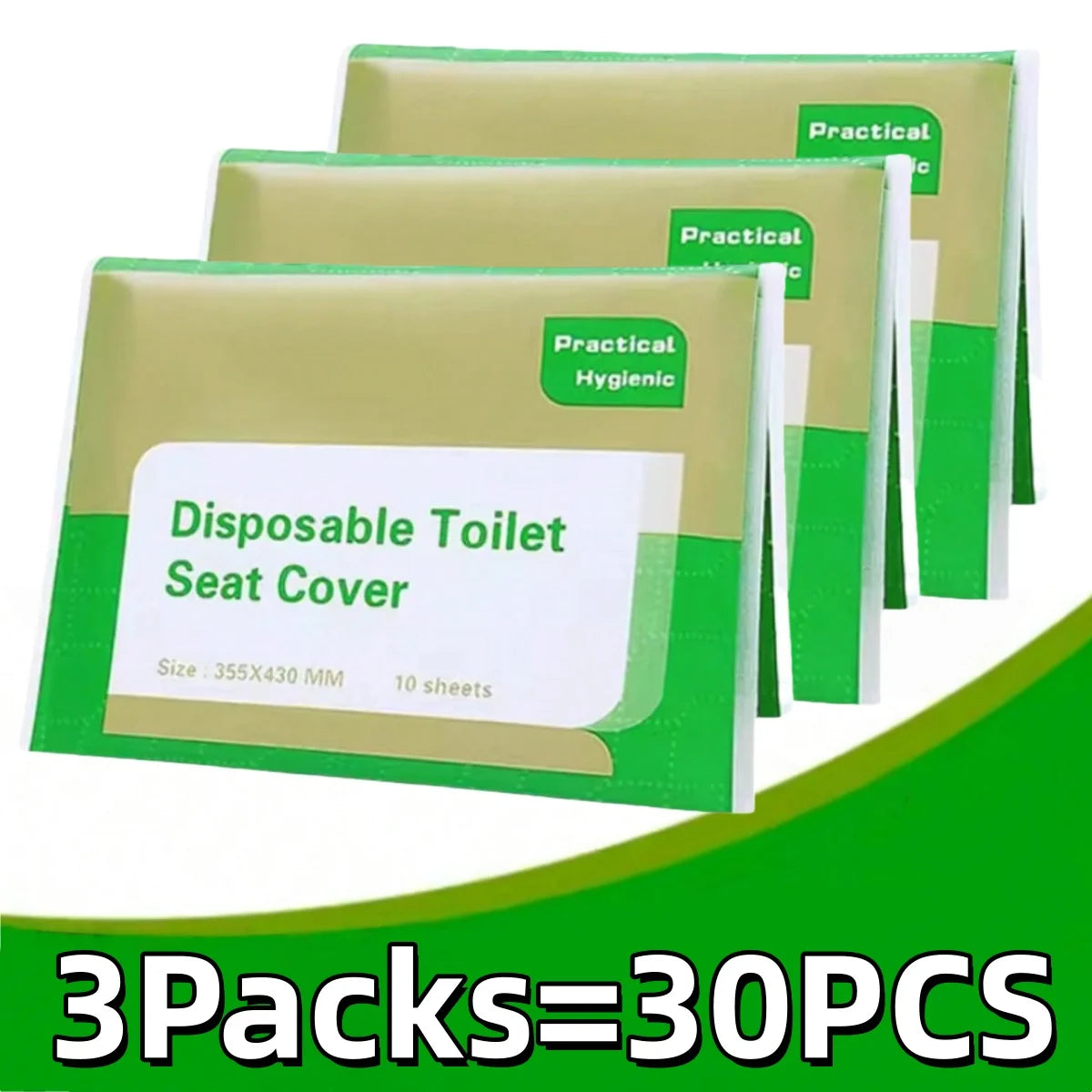 couvre siège toilette jetable blanc feuilles vertes pratique hygiénique 43cm 35.5cm 10 pieces pack
