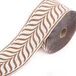 ruban polyester 8.5cm large motif géométrique moderne fixation blanc marron decoration sac costume