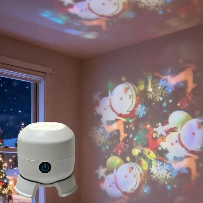 projecteur led ambiance blanc moderne pied antidérapant ajustable usb nocturne dynamique flocons noël océan