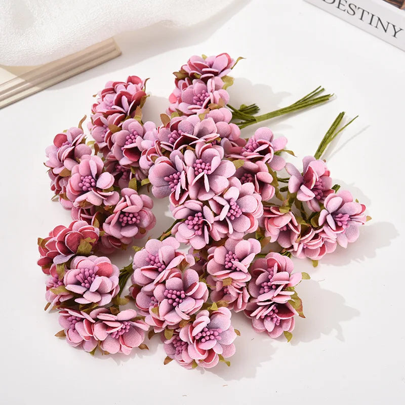 bouquet fleurs artificielles violet rose anniversaire mariage décoration intérieure scrapbooking boîte cadeau minimaliste