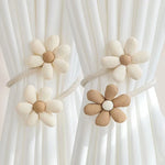 accessoires rideau fleurs texturées attaches ficelles bohème decor maison anneaux boucles tressées rustique