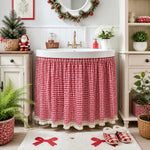 rideau table vintage rouge blanc carreaux vichy rustique polyester 100%