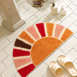 tapis bain antidérapant polyester fleuri orange rouge moderne intérieur campement doux pelucheux