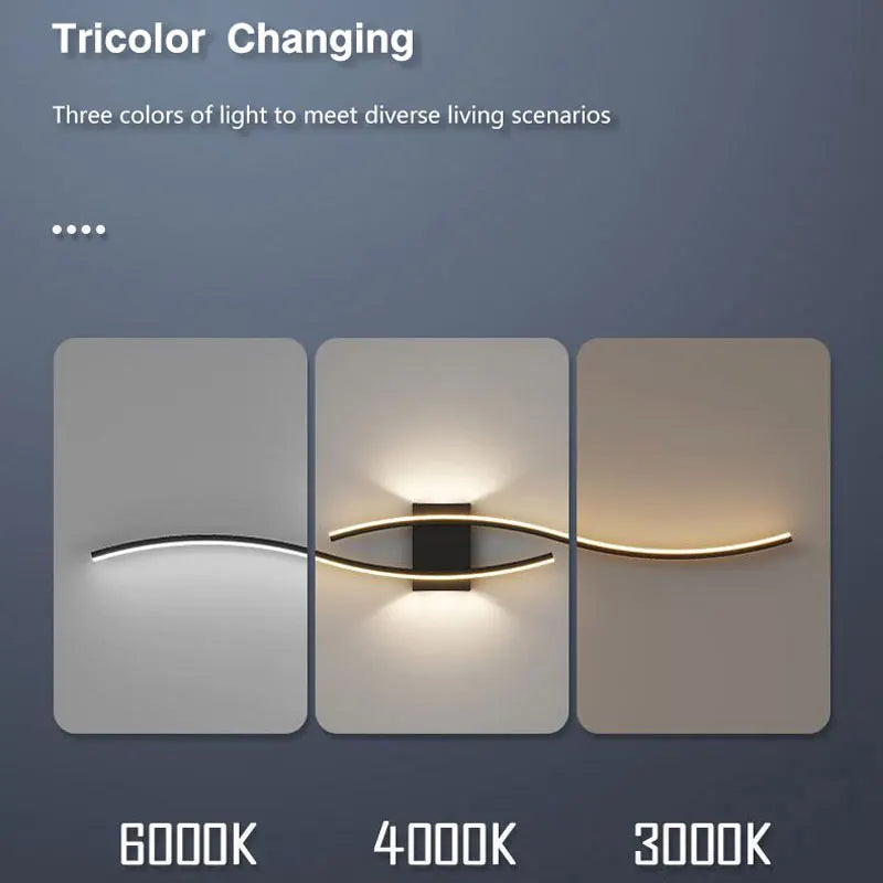 applique murale led moderne blanche dorée ondulé éclairage chambre cuisine étude entrée