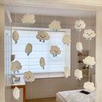 rideau fenêtre nuages étoiles rubans blanc rose violet enfant décoratif