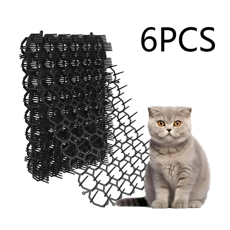 repousse chat plastique noir forme hexagonale fixations protection meubles plantesextérieur intérieur toutes saisons