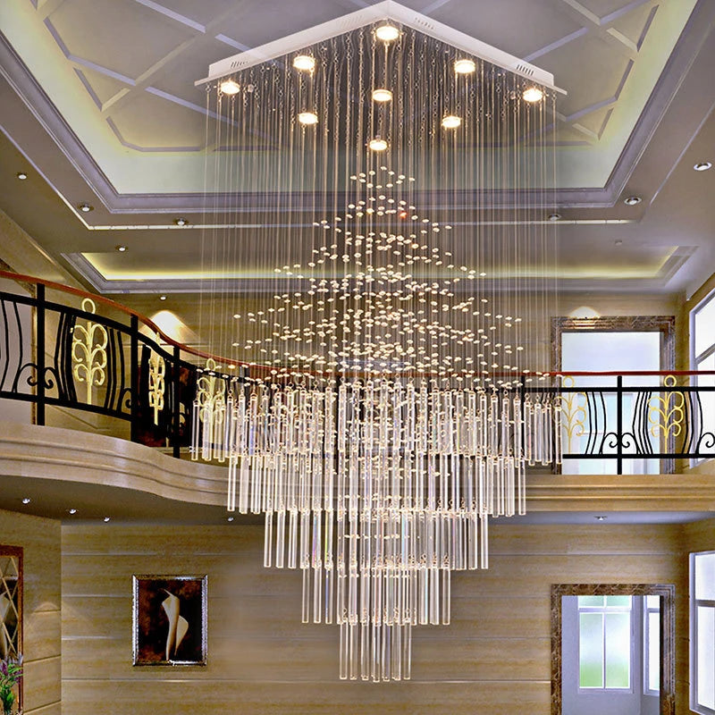 lustre moderne transparent cristal filaments fins élégant acier inoxydable flux lumineux 249 2000