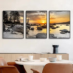 toiles d'art moderne paysages marins couchers soleil rochers arbres sans cadre