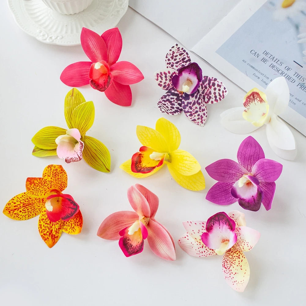 fleurs artificielles orchidées rose jaune violet rayures taches intérieur décoration sophistiquée naturelle durable