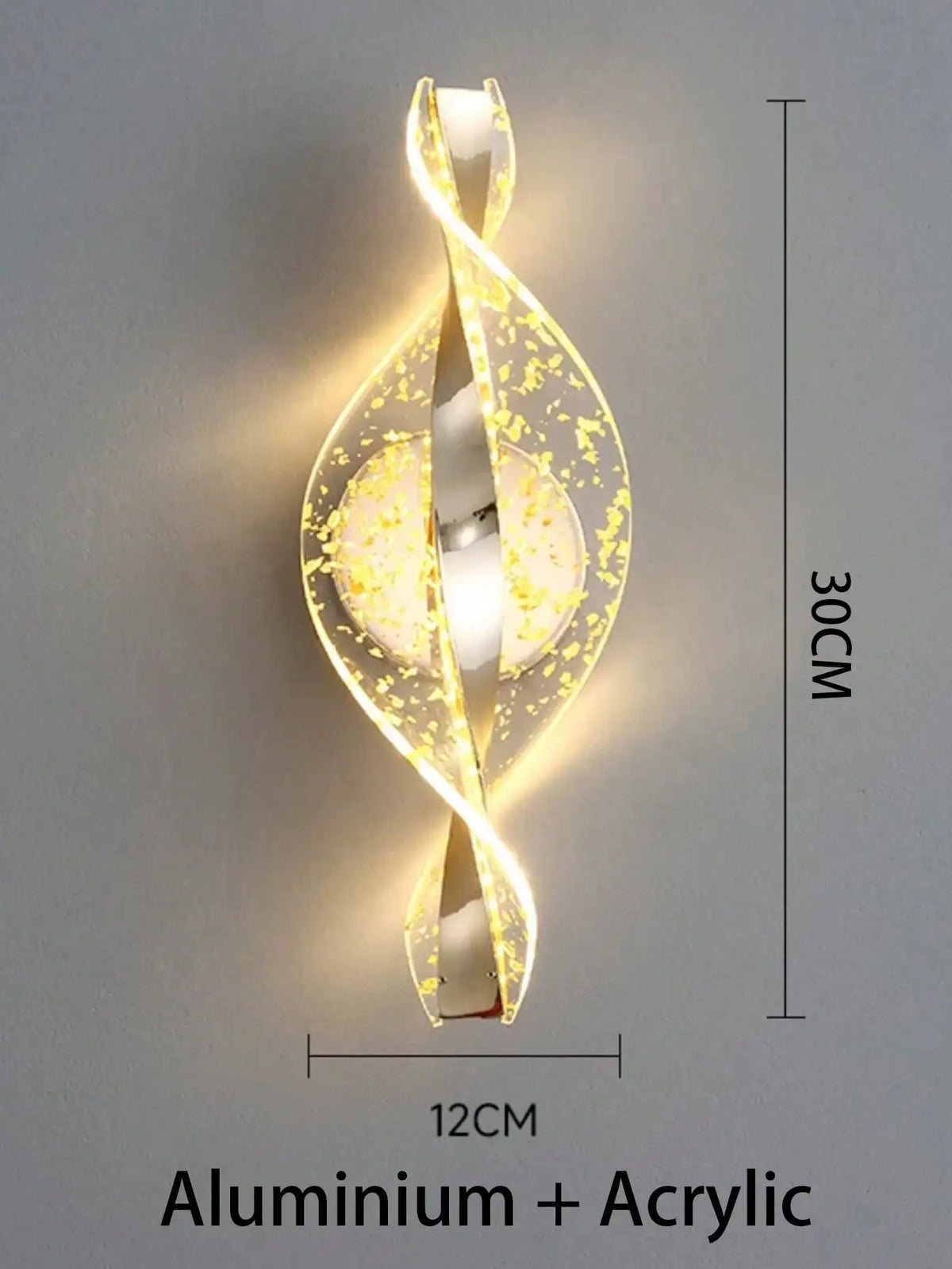 applique murale led moderne or brillante élégante chambre cuisine ondulé éclairage ambiant fixée mur