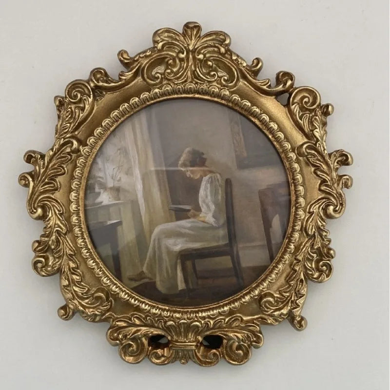 Cadre photo or vintage floral baroque décoration murale chambre erotique gravure