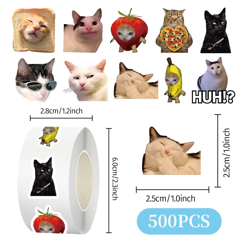 sticker autocollant chat humoristique mignon récompense scolaire décoration classe enfants 500 pièces multicolore