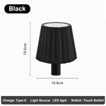 lampe table led rechargeable contemporaine base pierre abat jour noir tactileextérieur restaurant bar festival