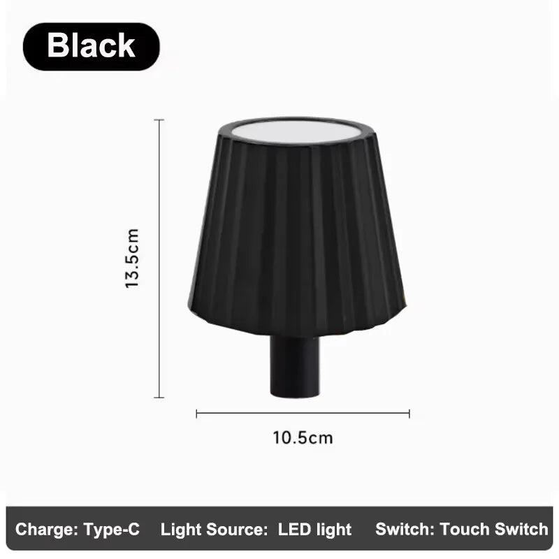 lampe table led rechargeable contemporaine base pierre abat jour noir tactileextérieur restaurant bar festival