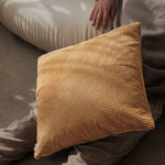 housse coussin velours patchwork rayures beige moderne simple 65x65cm polyester respectueux environnement