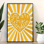 affiche murale moderne sunshine rayons soleil jaune salon chambre deco minimaliste