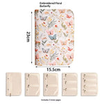 sac rangement bijoux fleurs papillons motifs floraux zips beige doré bleu rose verte Jaune