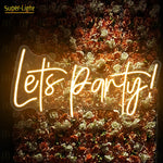 néon lumineux blanc let's party moderne câble électrique 70x35cm minimalisteOpaque