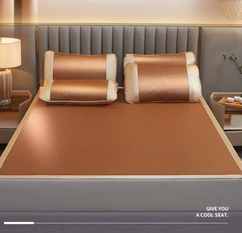 matelas marron clair tissé motifs géométriques moderne confortable ruban adhésif