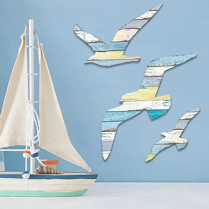 décoration murale oiseaux vol blanc bleu moderne adhésif