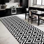 tapis géométrique moderne noir or gris salon chambre décoration intérieure PVC polyester