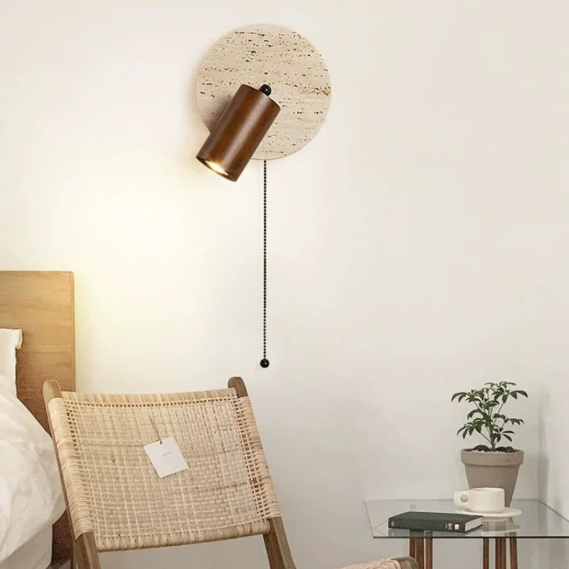 lampe murale moderne abatjour bois pierre texturée éclairage chambre coucher salon entree