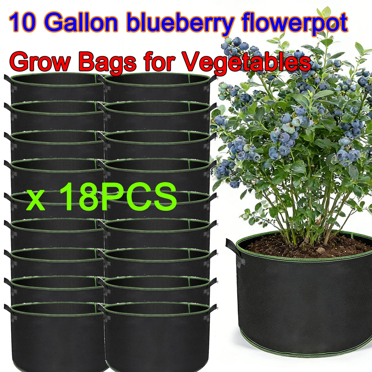 sacs culture légumes fibre végétale noir poignées portables 10 gallons 50 pièces