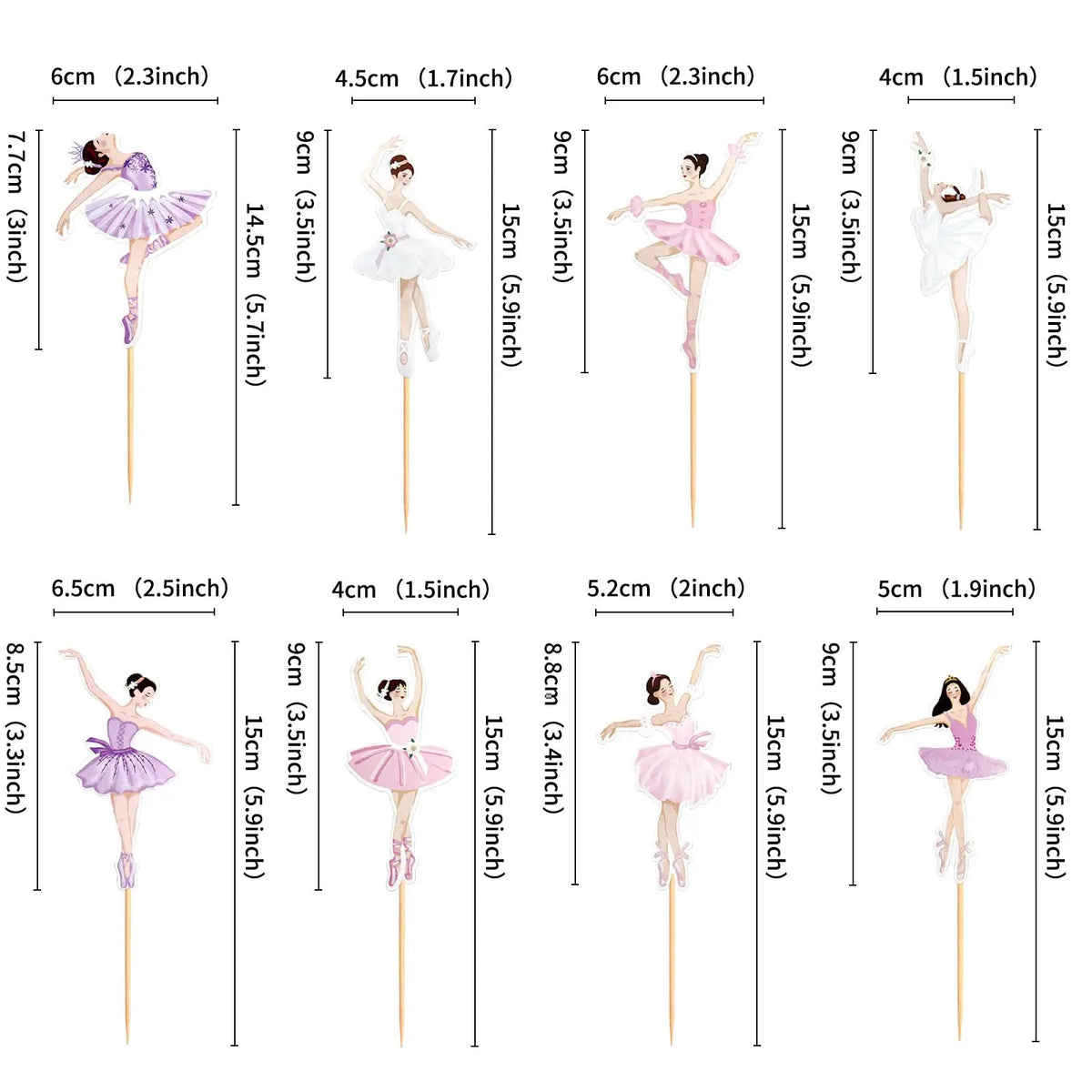 figurines danseuses blanches roses dorées plumes papillons classiques anniversaire mariage fêtes