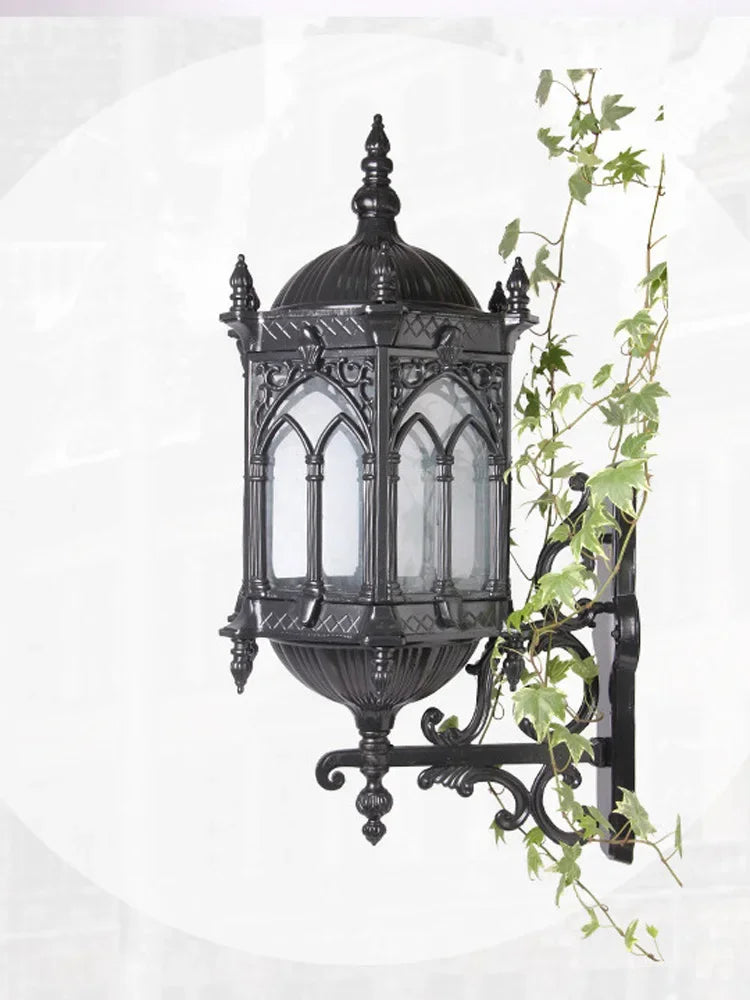 lampe murale gothique or noir vitraux transparents ornements sculptés cuisine chambre coucher entrée étude