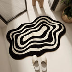 tapis noir blanc rayures moderne salon salle bain imperméable anti dérapant polyester daimwashable