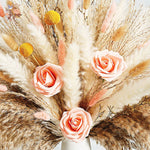 décoration boho bouquet fleurs séchées pampas roses artificielles anniversaire mariage