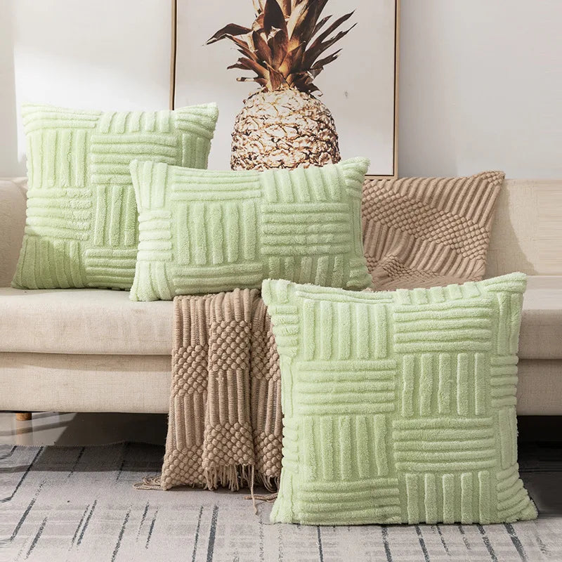 taies d'oreiller polyester coton motif géométrique modernes 30x50cm 45x45cm 50x50cm vert clair rose pâle