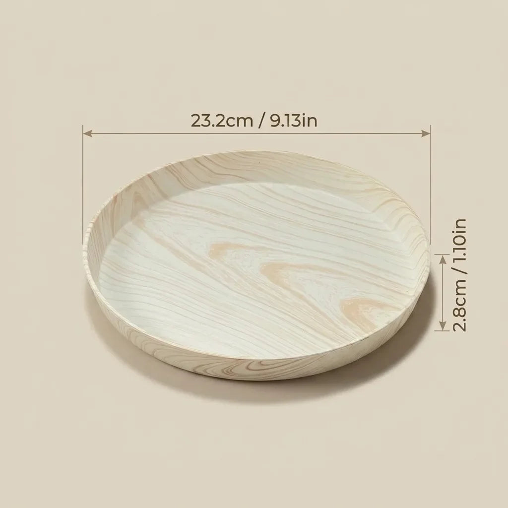 plateau rangement plastique moderne plateau circulaire naturel bol tasse céréales pain minimaliste