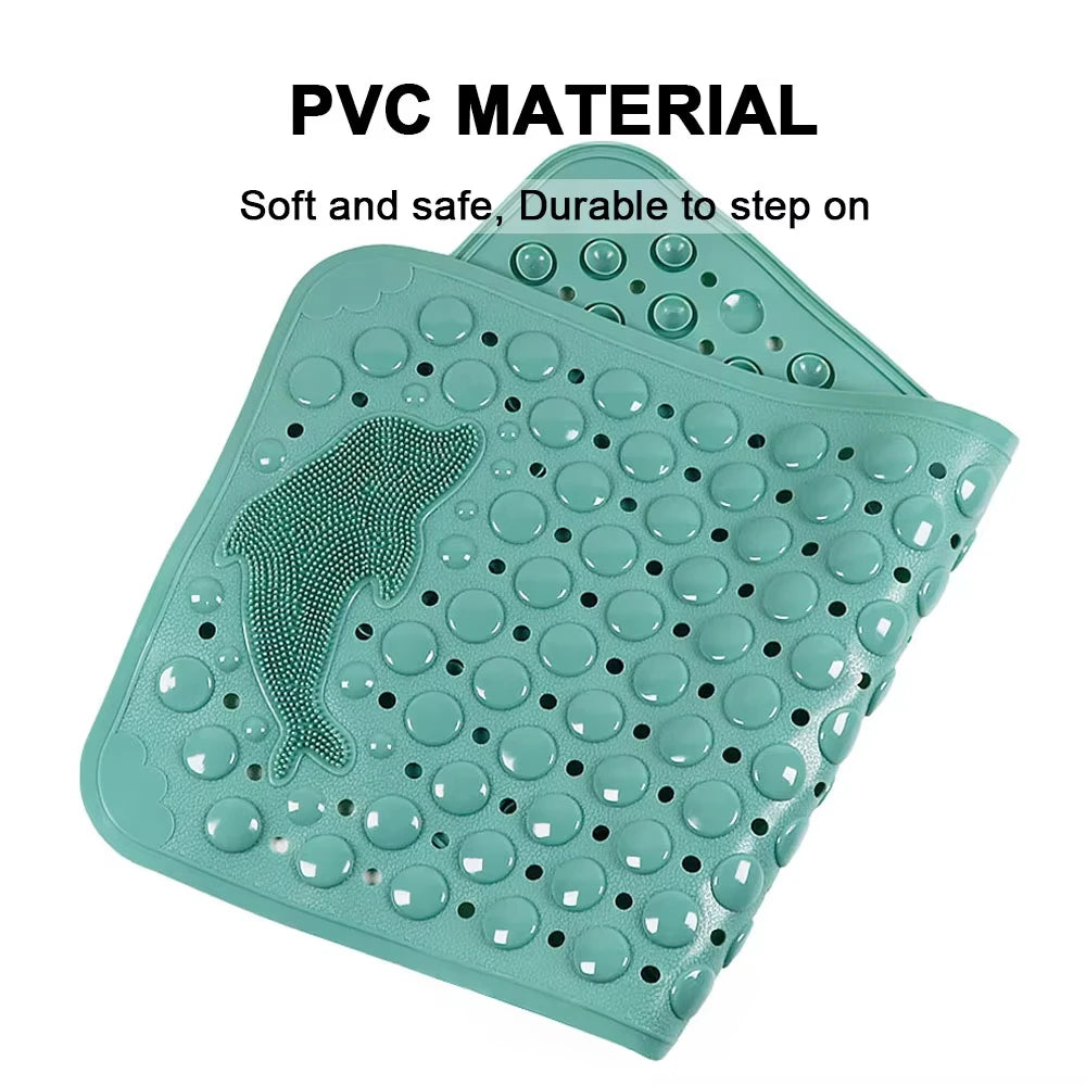 tapis bain antidérapant pvc dauphin moderne 35x70cm drainage texturé bulles ventilation gris rose
