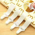 attaches drap lit blanc rayures horizontales clips polyester coton simple ménage pièces