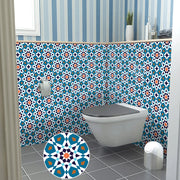 décoration murale adhésive motifs géométriques marocain bleu turquoise orange blanc