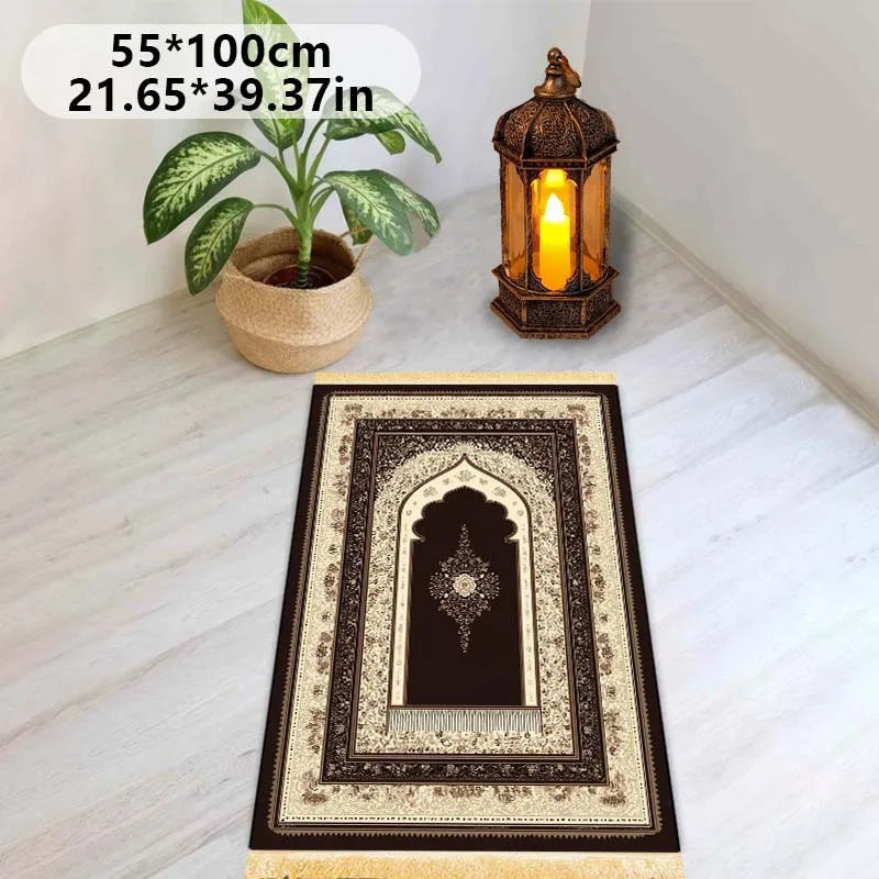 tapis prière musulman polyester vinyle imperméable résistant décoloration usage extérieur plage classique motif arches