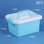 boîtes rangement transparentes bleues roses violettes poignées détachables moderne pratique enfants fournitures scolaires