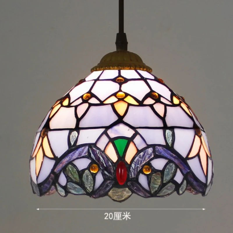 lampe suspendue tiffany multicolore stained glass floral salon chambrehôtel