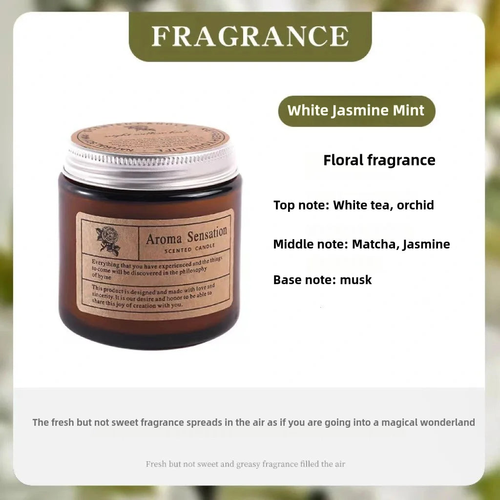 bougies parfumées cire soja marron clair étiquette blanche aromathérapie décoration maison cadeau événementNELLE luxE