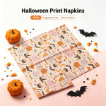 serviettes papier halloween fantômes citrouilles araignées rose clair orange noire festives table 33cm pack
