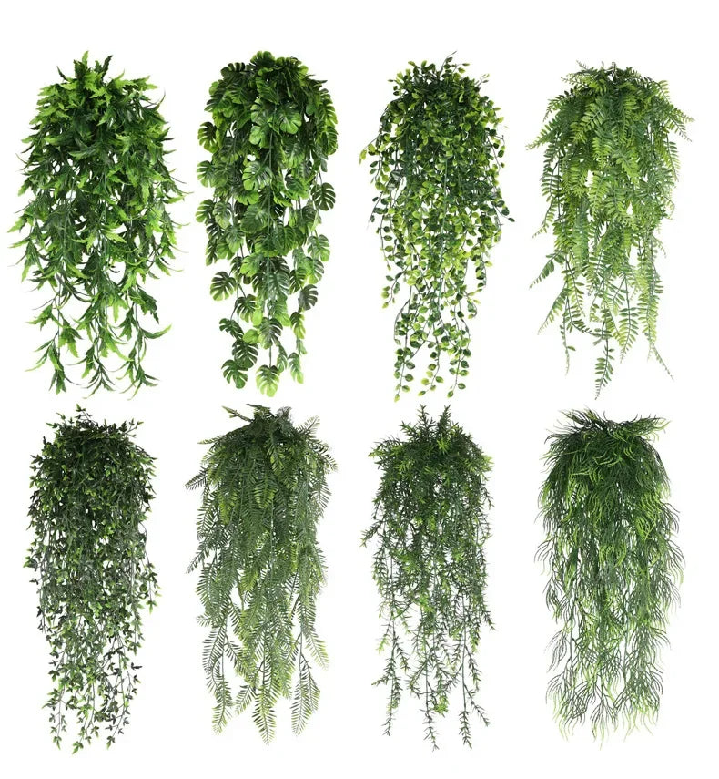 guirlande artificielle feuilles vert fines moderne extérieur accrochable pp opaque