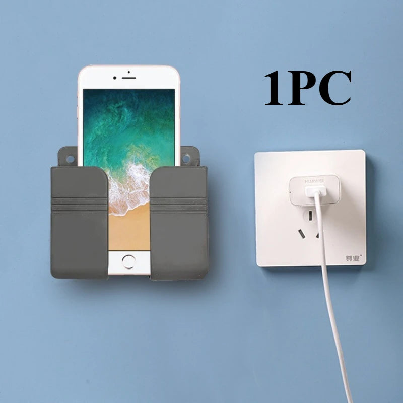 support mural rechargeable smartphones rangement télécommandes boîte adhésive moderne noir blanc
