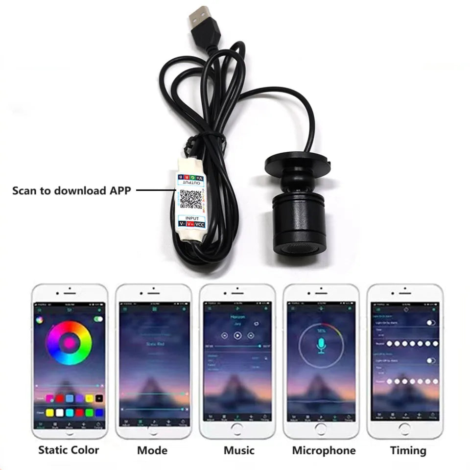 projecteur led noir moderne bluetooth controllable 1w 3w usb 5v chambre coucher