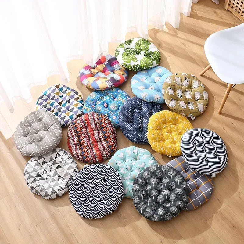 coussin chaise rond confortable mousse polyestère motif géométrique repas siège maison