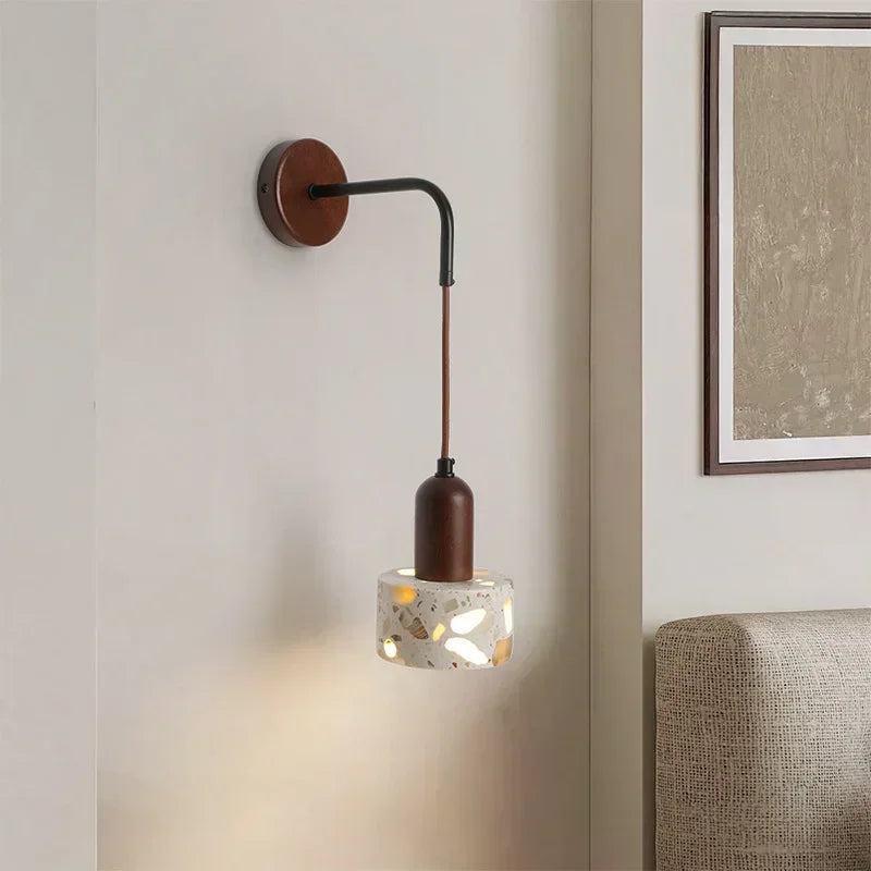 lampe murale moderne ampoule led noir marron beige blanc texture granulaire minimaliste fixée mur
