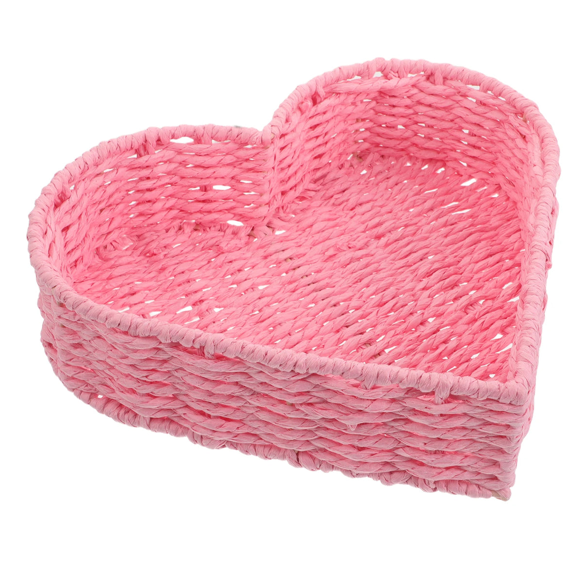 panier tressé forme cœur rose clair rustique décoration champêtre servir fruits légumes pâtisserie